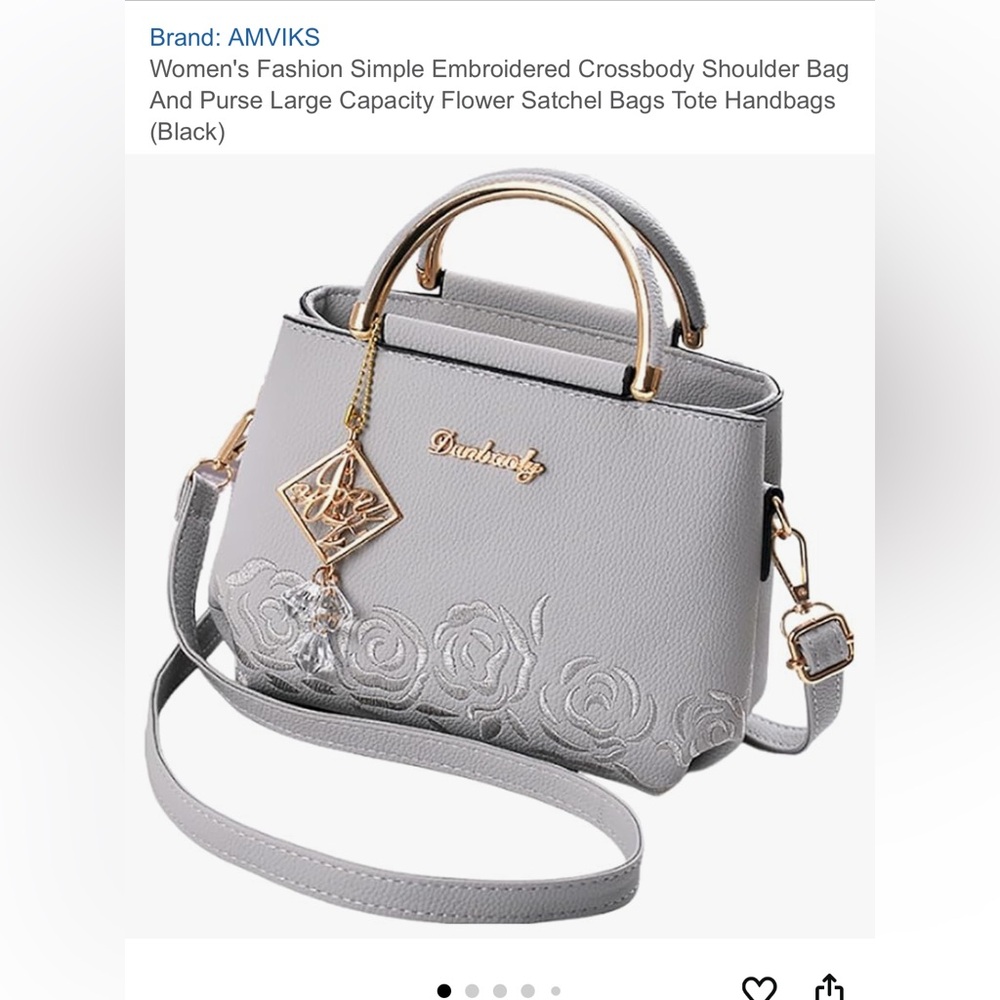 Gray Floral Crossbody Bag